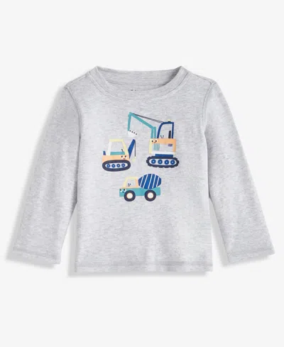 First Impressions Baby Boys Long-sleeve Fun Truck T-shirt, Macy's Exclusive In Gray