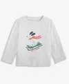 First Impressions Baby Boys Long-sleeve Let It Snow Sled Dog Graphic T-shirt, Macy's Exclusive In Gray