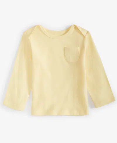 First Impressions Baby Boys Long-sleeve Solid Lap-shoulder T-shirt, Created For Macy's In Pale Banan