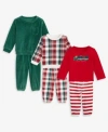 First Impressions Baby Boys Long Sleeve Velour Plaid Tops Velour Plaid Striped Pants Macys Exclusive In Multi