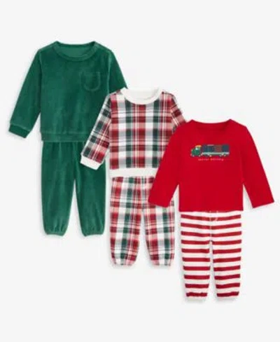 First Impressions Baby Boys Long Sleeve Velour Plaid Tops Velour Plaid Striped Pants Macys Exclusive In Multi