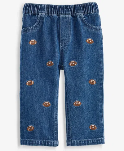 First Impressions Baby Boys' Mix & Match Embroidered Football Jeans, Macy's Exclusive In Blue