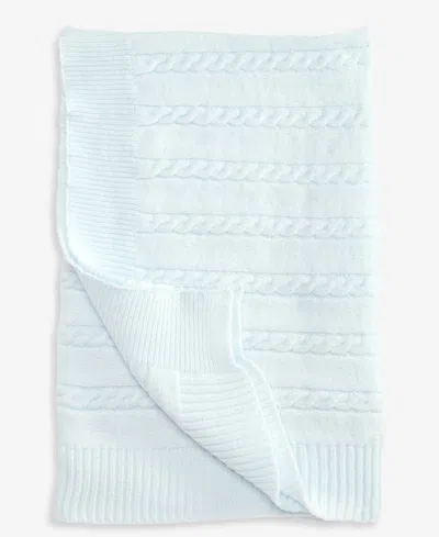 First Impressions Kids' Baby Boys' Or Baby Girls' Cable-knit Ribbed-border Blanket, Macy's Exclusive In Blue