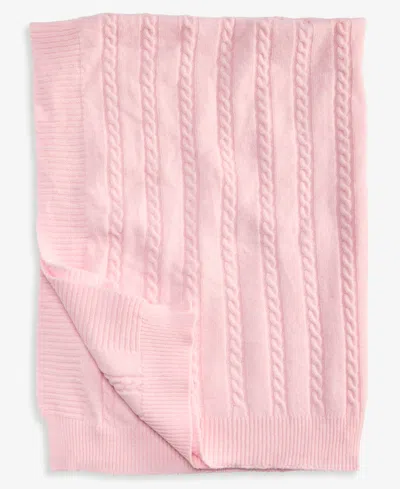 First Impressions Kids' Baby Boys' Or Baby Girls' Cable-knit Ribbed-border Blanket, Macy's Exclusive In Pink