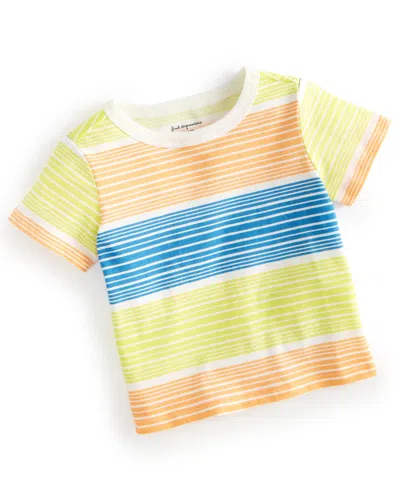 First Impressions Baby Boys Pacific Striped T-shirt, Created For Macy's In Angel White
