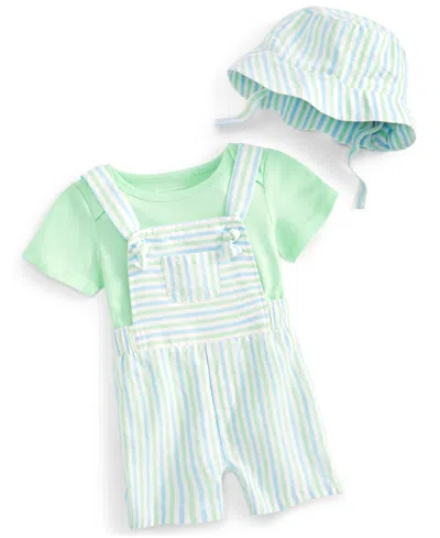 First Impressions Baby Boys Palm Springs T-shirt, Shortall & Hat, Created For Macy's In Angel White