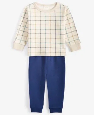 First Impressions Baby Boys Plaid Long Sleeve T Shirt Fleece Pants Exclusively At Macys In Emboldened