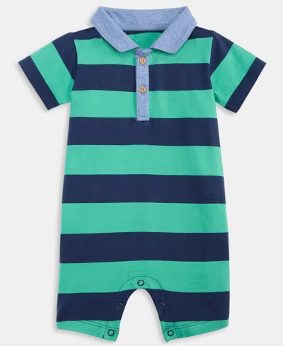 First Impressions Baby Boys Polo Rugby Striped Sunsuit, Exclusively At Macy's In Blue