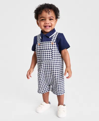 First Impressions Baby Boys' Polo Shirt & Shortall, 2-piece Set, Macy's Exclusive In Blue