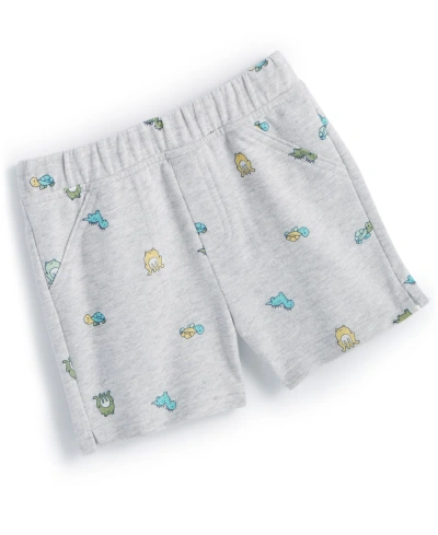 First Impressions Baby Boys Printed French Terry Shorts, Created For Macy's In Slate Hthr