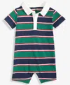 First Impressions Baby Boys Rugby Striped Collared Sunsuit, Macy's Exclusive In Blue