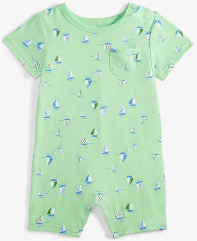 First Impressions Baby Boys Sailboat-print Sunsuit, Exclusively At Macy's In Lime Scent