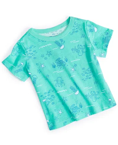 First Impressions Baby Boys Sea-print T-shirt, Created For Macy's In Seaside Green