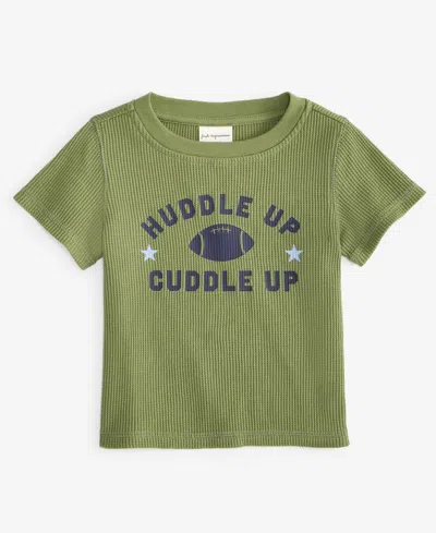 First Impressions Baby Boys Short-sleeve Huddle Up Graphic Waffle T-shirt In Green
