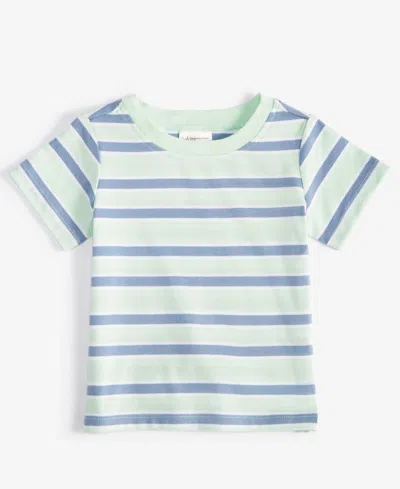 First Impressions Baby Boys Short-sleeve Striped T-shirt, Created For Macy's In Mint Pista
