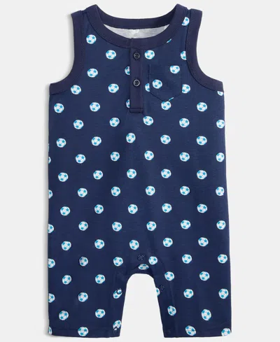 First Impressions Baby Boys' Soccer-print Cotton Sunsuit, Macy's Exclusive In Blue