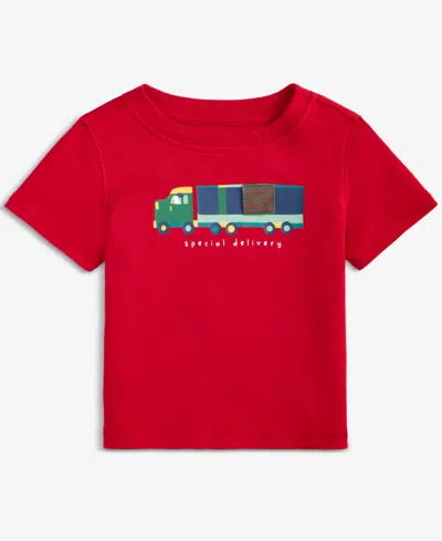 First Impressions Baby Boys Special Delivery Truck Short-sleeve T-shirt, Macy's Exclusive In Red
