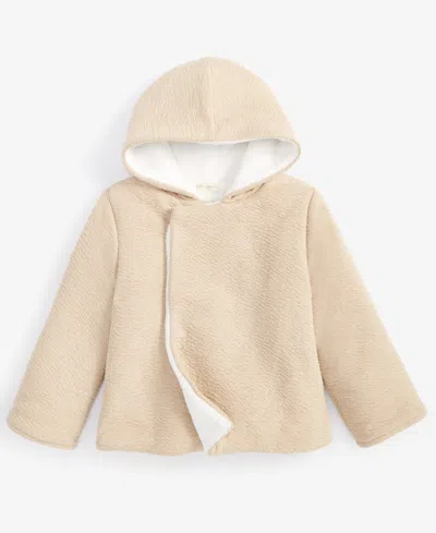 First Impressions Babies' Unisex Sweater-knit Faux-sherpa-lined Hooded Jacket, Created For Macy's In Hummus