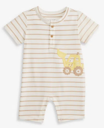 First Impressions Baby Boys' Tractor Fun Cotton Striped Sunsuit, Macy's Exclusive In Neutral