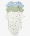 First Impressions Baby Boys Travel Cotton Bodysuits, 3 Pack, Created For Macy's In Angel White