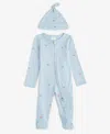 First Impressions Baby Boys Travel Cotton Hat & Footed Coverall, 2 Piece Set, Created For Macy's In Teton Blue