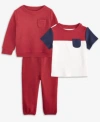 First Impressions Baby Boys Waffle Colorblocked T Shirt Fleece Sweatshirt Fleece Pants Macys Exclusive In Multi