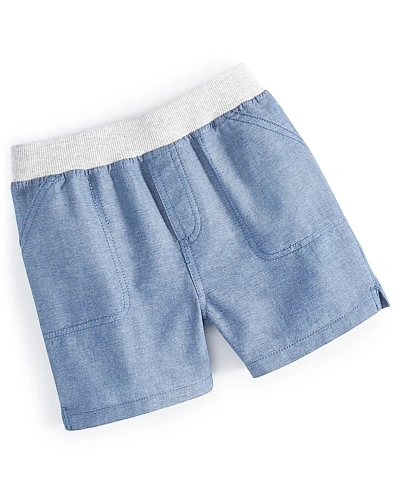 First Impressions Baby Cotton Chambray Shorts, Created For Macy's In Fi Dark Blue