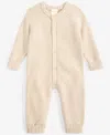 First Impressions Baby Cotton Long-sleeve Sweater Romper, Created For Macy's In Wild Oat Heathr