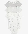 First Impressions Baby Elephant Cotton Bodysuits, 3 Pack, Created For Macy's In Angel White