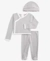 First Impressions Baby Stripe Cotton 3-pc. Set, Created For Macy's In Iron Grey