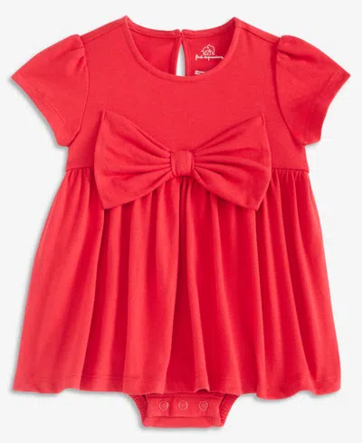 First Impressions Kids' Baby Girls' 0m-24m Bow Skirted Sunsuit, Macy's Exclusive In Red