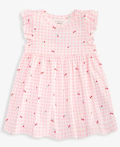 First Impressions Baby Girls' 0m-24m Cherry-print Gingham Dress, Macy's Exclusive In Pink
