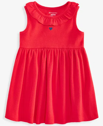 First Impressions Baby Girls' 0m-24m Ditsy Heart Embroidered Dress, Macy's Exclusive In Red