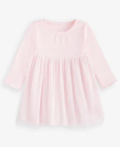 First Impressions Baby Girls' 0m-24m Long-sleeve Tulle-skirt Dress, Macy's Exclusive In Pink