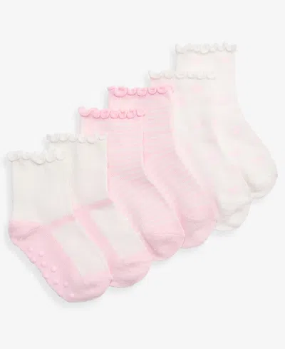 First Impressions Kids' Baby Girls' 0m-24m Mary Jane Detail Socks, 3-pack, Macy's Exclusive In Pink