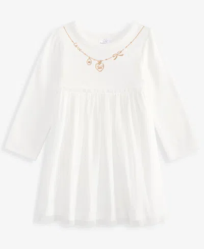 First Impressions Baby Girls' 0m-24m Necklace Velour Dress, Macy's Exclusive In White