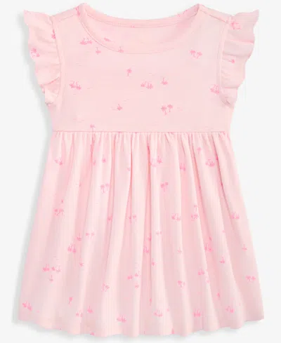 First Impressions Baby Girls' 0m-24m Palm Tree-print Dress, Macy's Exclusive In Pink