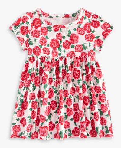 First Impressions Baby Girls' 0m-24m Short-sleeve Cotton Rose-print Dress, Macy's Exclusive In Multi