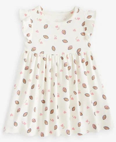 First Impressions Baby Girls' 0m-24m Short-sleeve Football-print Dress, Macy's Exclusive In White