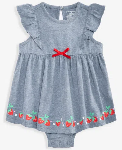 First Impressions Baby Girls' 0m-24m Strawberry-hem Sunsuit, Macy's Exclusive In Blue