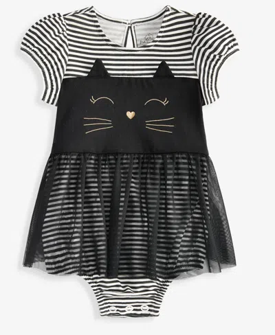 First Impressions Baby Girls' 0m-24m Striped Cat Skirted Sunsuit, Macy's Exclusive In Black