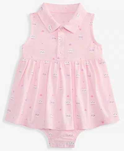 First Impressions Baby Girls' 0m-24m Striped Cat Skirted Sunsuit, Macy's Exclusive In Pink