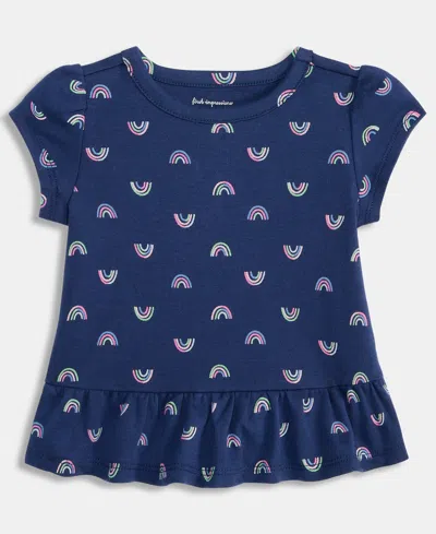 First Impressions Baby Girls' (3-24) Rainbow Peplum T-shirt, Macy's Exclusive In Blue