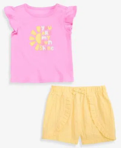 First Impressions Kids' Baby Girls 3m 24m Mix Match Sunshine Flutter Sleeve Top Clip Dot Cotton Shorts Macys Exclusive In Yellow Light