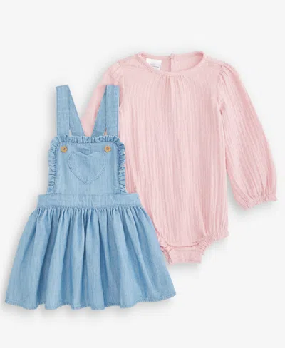 First Impressions Baby Girls' 3m-24m Cotton Clip-dot Gauze Bodysuit & Skirtall, 2-piece Set, Macy's Exclusive In Pink