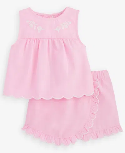 First Impressions Baby Girls' 3m-24m Cotton Scalloped Top & Skort, 2-piece Set, Macy's Exclusive In Pink