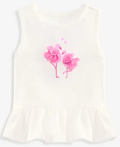 First Impressions Baby Girls' 3m-24m Mix & Match Flamingo Peplum Top, Macy's Exclusive In White