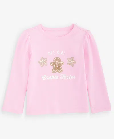 First Impressions Baby Girls' 3m-24m Mix & Match Long-sleeve Cookie Taster T-shirt, Macy's Exclusive In Pink