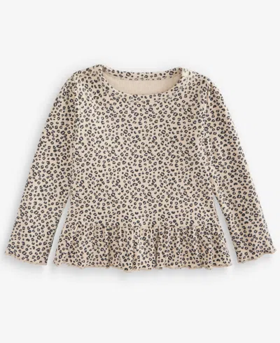 First Impressions Baby Girls' 3m-24m Mix & Match Long-sleeve Leopard-print Peplum Top, Macy's Exclusive In Animal Print