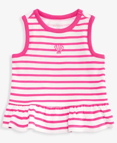 First Impressions Baby Girls' 3m-24m Mix & Match Seashell Striped Peplum Top, Macy's Exclusive In Pink